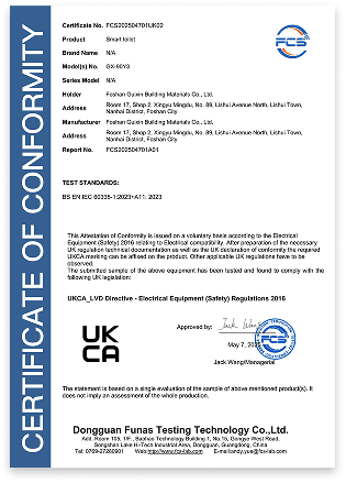 UK LVD certificate for GuiXin bathroom products