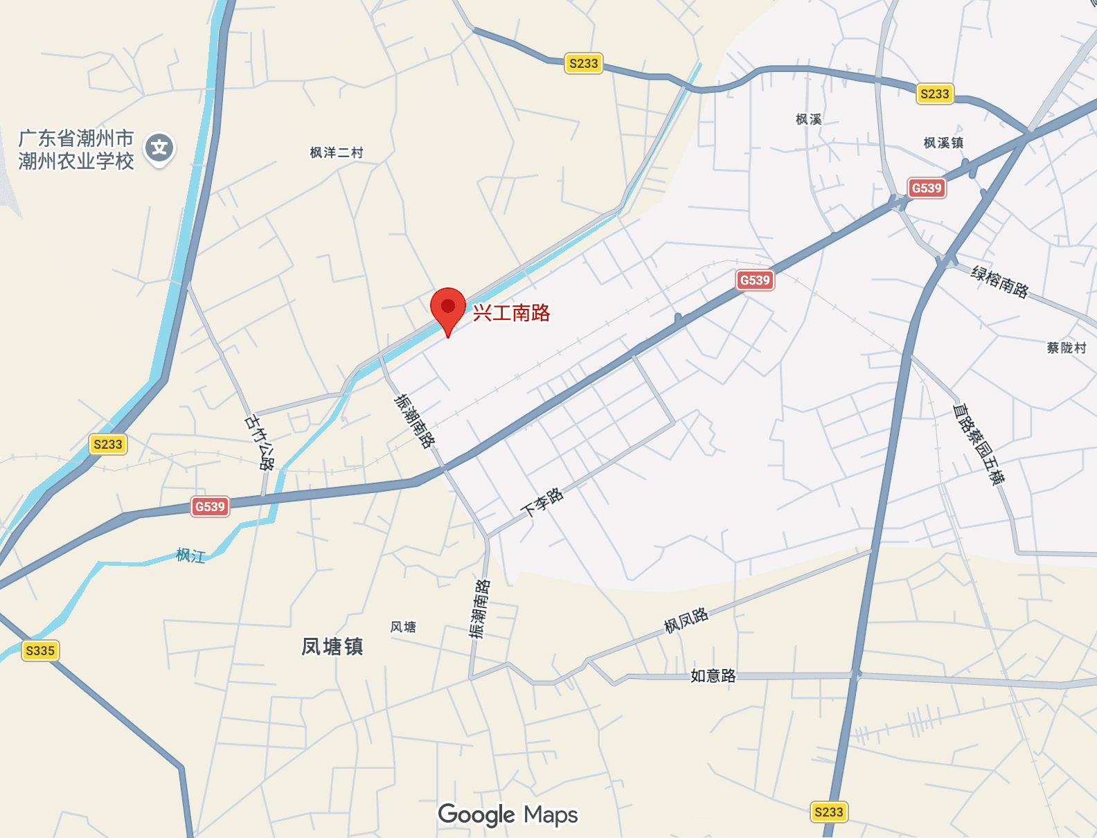 潮州工厂位置地图，位于潮州市兴工南路。