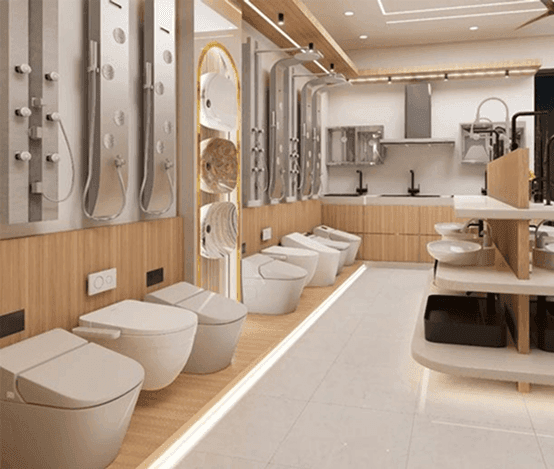 Bathroom showroom display and merchandising application